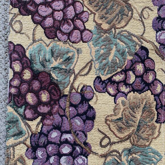 Vineyard Grape Table Runner Tapestry Style Gold Background Wine Decor Rustic - Picture 3 of 5
